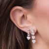 925 Sterling Silver  Waterfall Baguette and Hearts Earring - Image 2