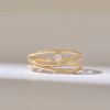 925 Sterling Silver Wave Rows Diamond Ring: Minimalist Statement Band - Image 2