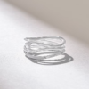 925 Sterling Silver Wave Rows Diamond Ring: Minimalist Statement Band - Image 6