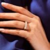 Gold-plated sterling silver ring with pave-set stones