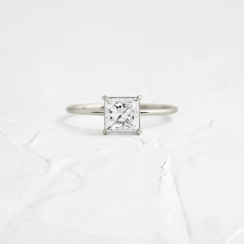 925 Sterling Silver Whisper Ring, 1.5ct. Princess Cut Diamond Ring