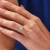 925 Sterling Silver Wide Band Halo Diamond Engagement Ring For Women - Image 3