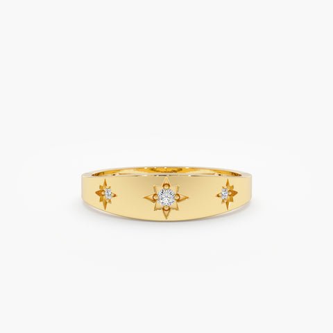 925 Sterling Silver Wide Diamond Starburst Ring