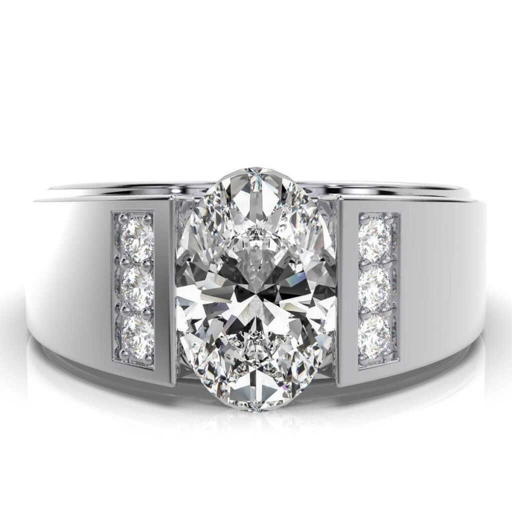 925 Sterling Silver Wide Shank Diamond Engagement Ring