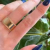 Cigar band ring with pave-set premium CZ diamond edging