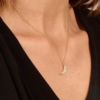 925 Sterling Silver Pave Diamond Moon Necklace: Dainty Celestia Charm
