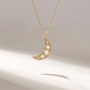 925 Sterling Silver Pave Diamond Moon Necklace: Dainty Celestia Charm - Image 2