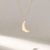925 Sterling Silver Pave Diamond Moon Necklace: Dainty Celestia Charm - Image 4