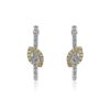 925 Sterling Silver Yellow Diamond Marquise Hoop Earrings