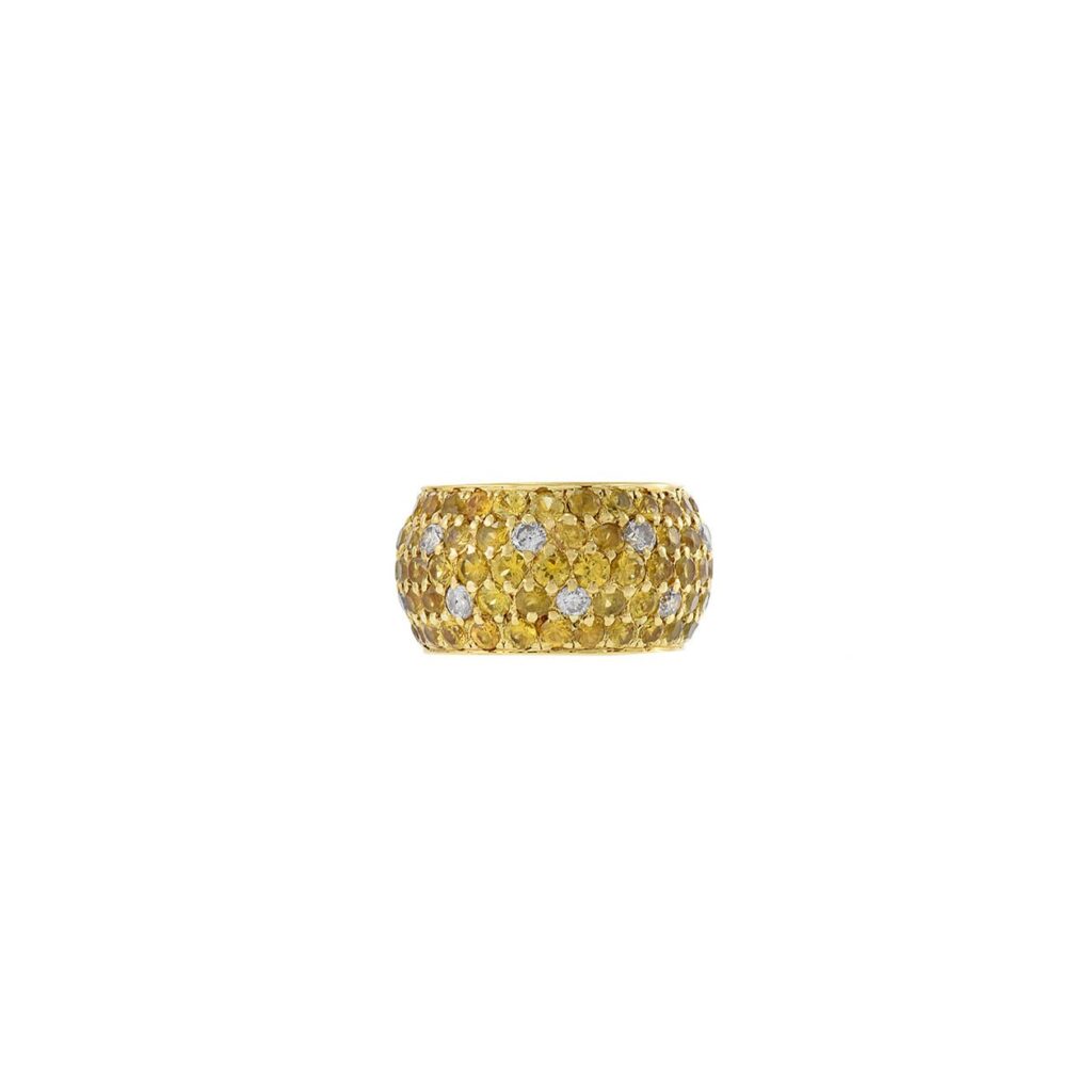 925 Sterling Silver Yellow Sapphire and Diamond Band