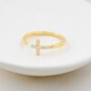 95 mm silver cross open cuff ring in gold plating