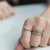Abby Baguette Diamond Ring with baguette and pave stone detailing
