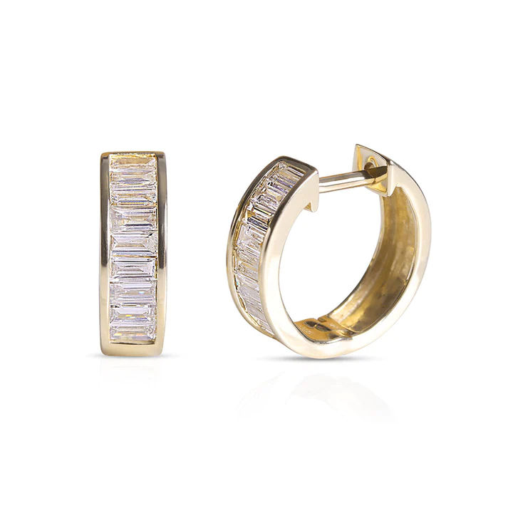 Andrea Baguette Diamond Huggies