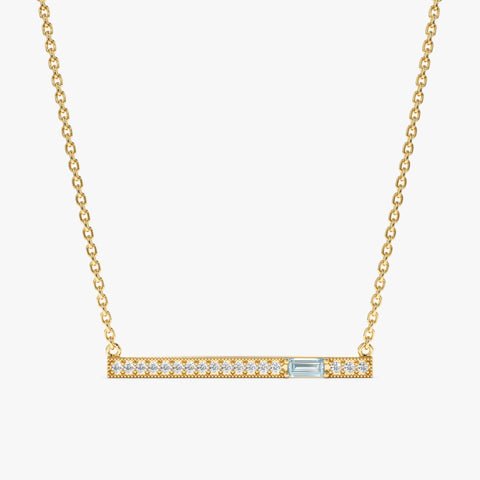 Aquamarine Diamond Bar Necklace