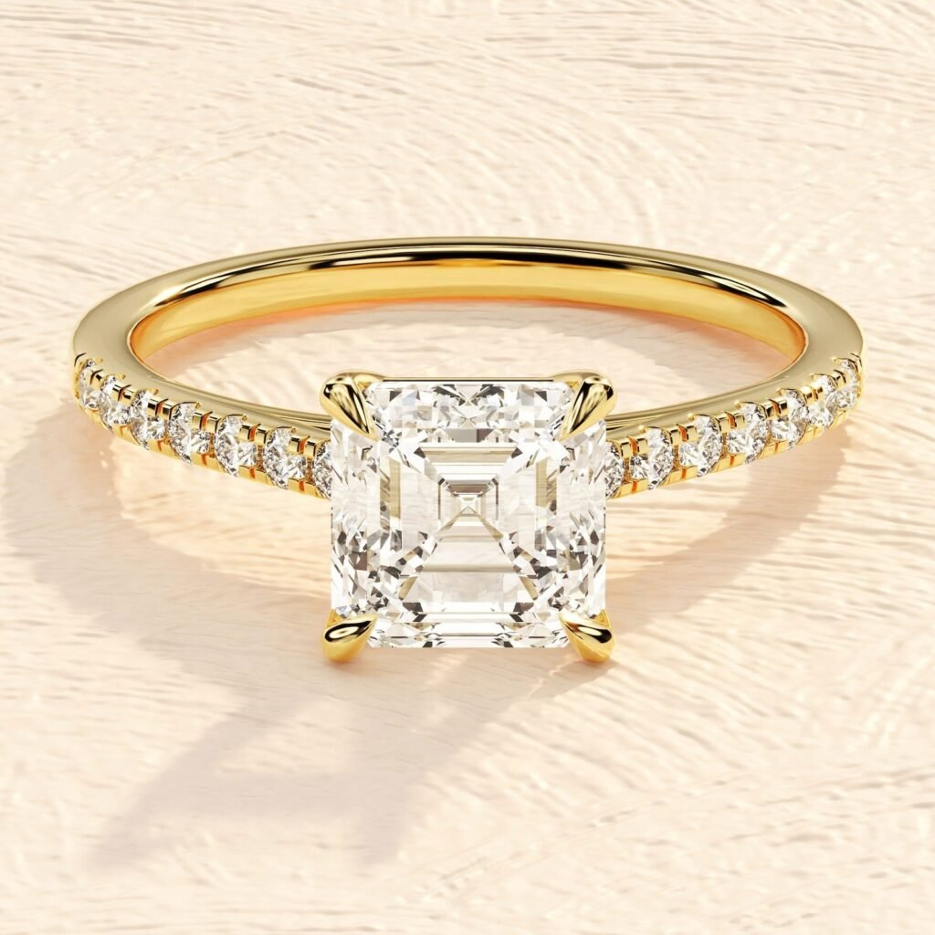 Asscher Cut Diamond 3ct multi Diamond Engagement Ring