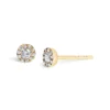 Audrey Brilliant Cut diamond earrings with two central stones and surrounding accents