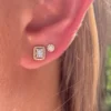 Audrey Brilliant Cut diamond earrings in 925 sterling silver with thick gold plating