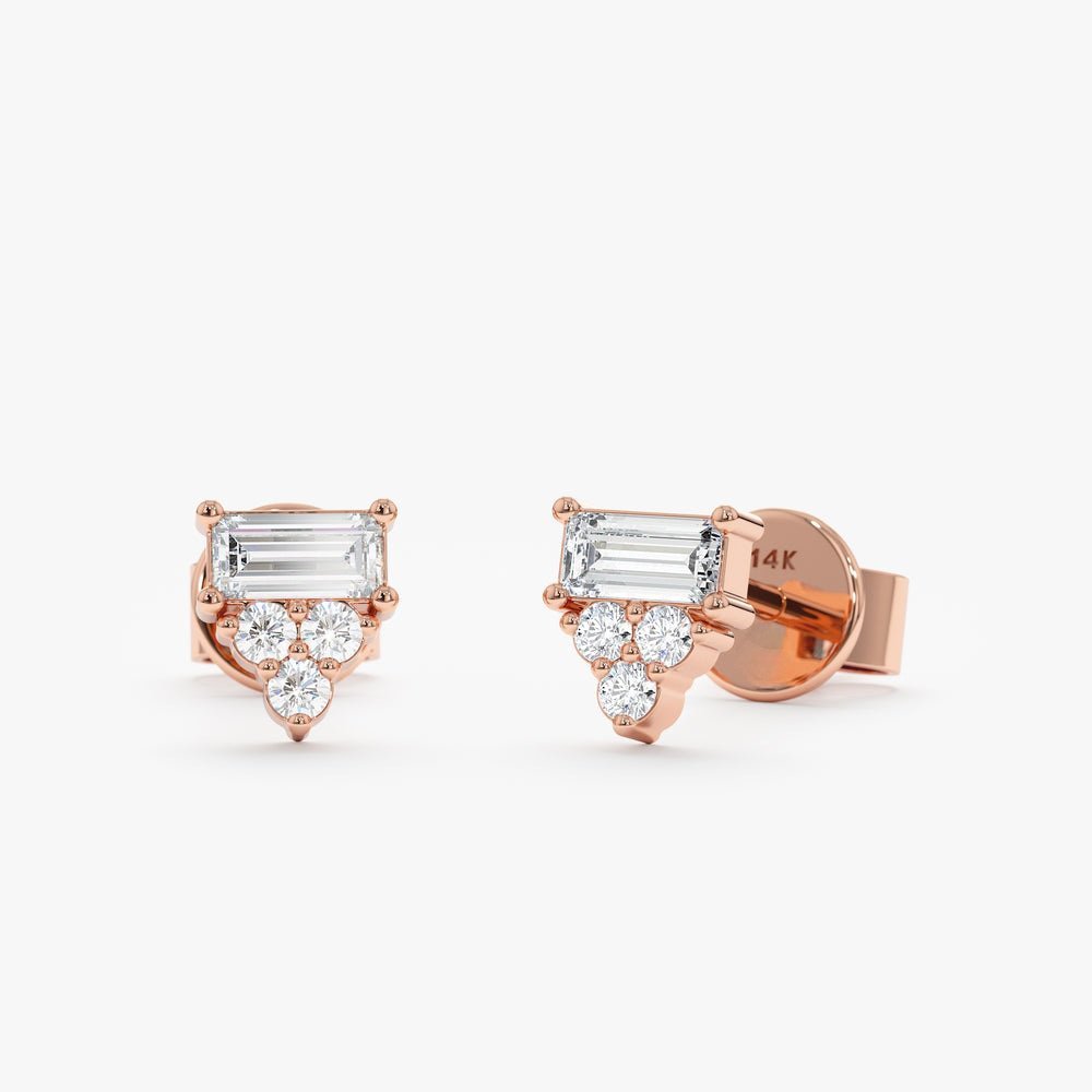 Baguette Accent Diamond Studs