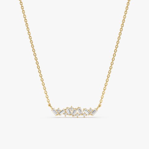 Baguette Diamond Cluster Necklace
