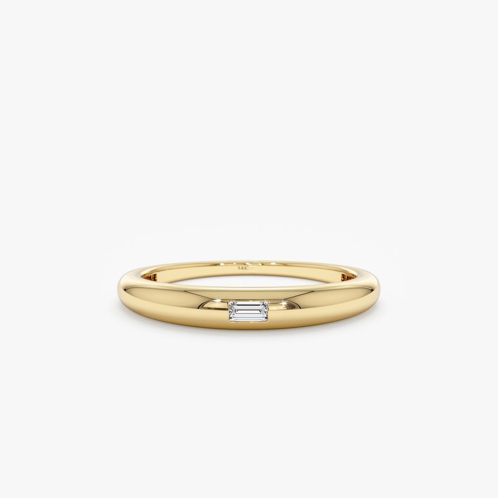 925 Sterling Silver Baguette Diamond Dome Ring