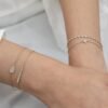 Bar Bracelet In 925 Sterling Silver with Bezel Set Bubble Diamonds - Image 3