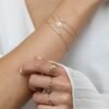Bar Bracelet In 925 Sterling Silver with Bezel Set Bubble Diamonds - Image 5