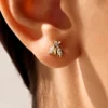 Bee stud earrings featuring premium CZ diamond accents