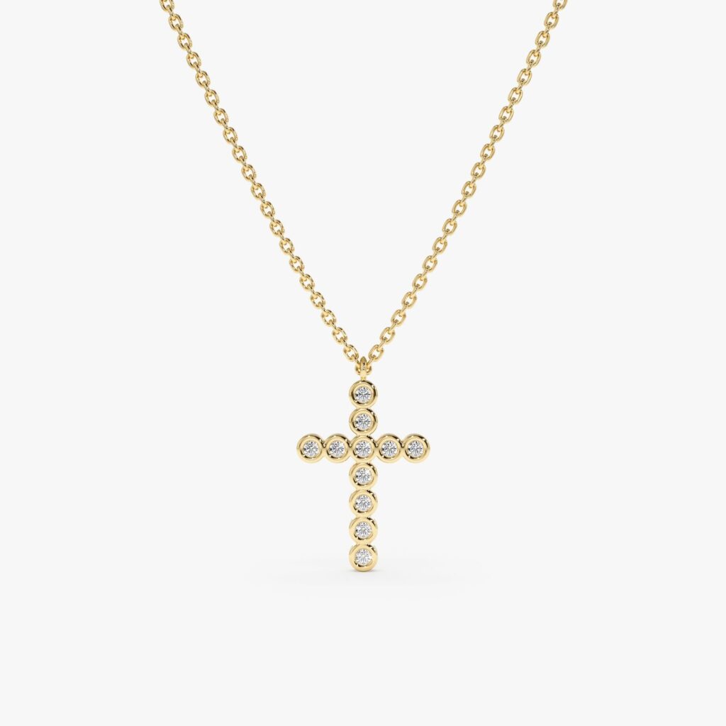 Bezel Diamond Cross Necklace