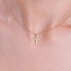 Bezel Diamond Cross Necklace - Image 5