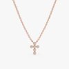 Bezel Diamond Mini Cross Necklace - Image 4