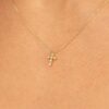 Bezel Diamond Mini Cross Necklace - Image 6