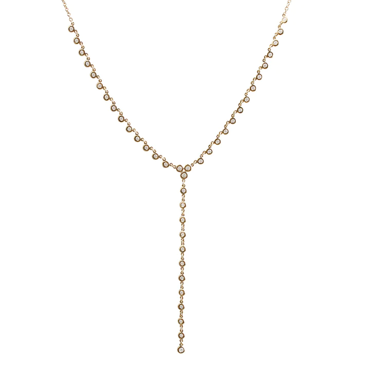 Bezel Set Diamond Lariat Necklace