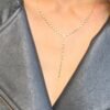 Bezel Set Diamond Lariat Necklace in thick gold-plated sterling silver