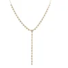 Bezel Set Diamond Lariat Necklace with 18-inch chain and adjustable loops