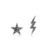 Black Diamond Star And Lightning Bolt Studs in gold-plated sterling silver