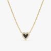 Black Enamel & Diamonds Heart Necklace