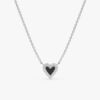 Black Enamel & Diamonds Heart Necklace - Image 2