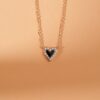 Black Enamel & Diamonds Heart Necklace - Image 5