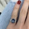 Blue diamond engagement ring in 925 sterling silver with polished styling