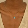 Blue Opal Cross Necklace - Image 6