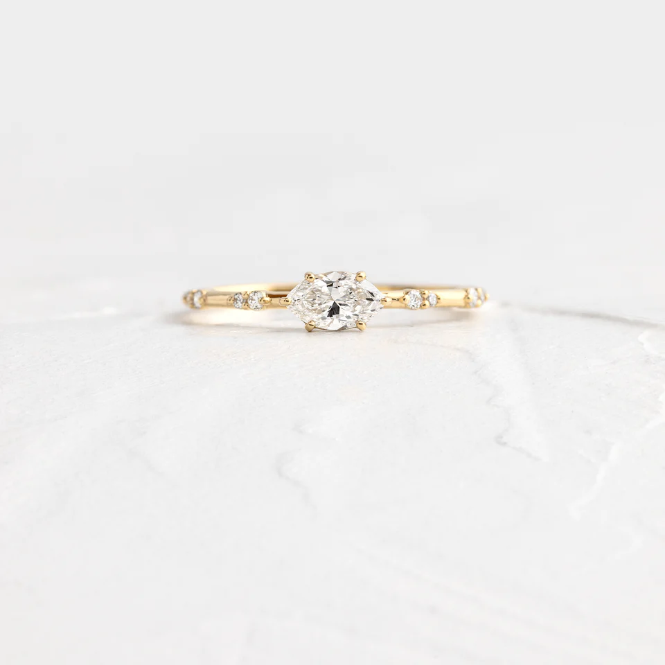 Bright Side Ring, 0.30ct. Marquise Cut Diamond