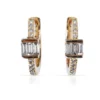 Cece triple baguette pave diamond huggie earrings with structured sparkle