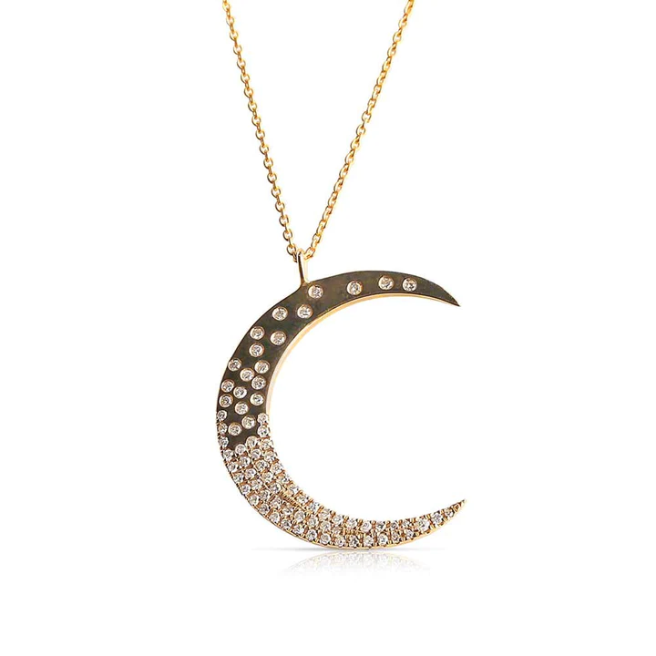 Celestial Scattered Diamond Moon Necklace
