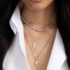 Celestial Scattered Diamond Moon Necklace - Image 2