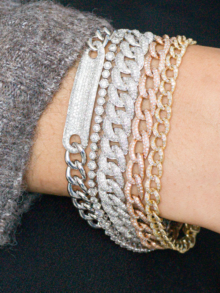 Chain Link Diamond Id Bracelet