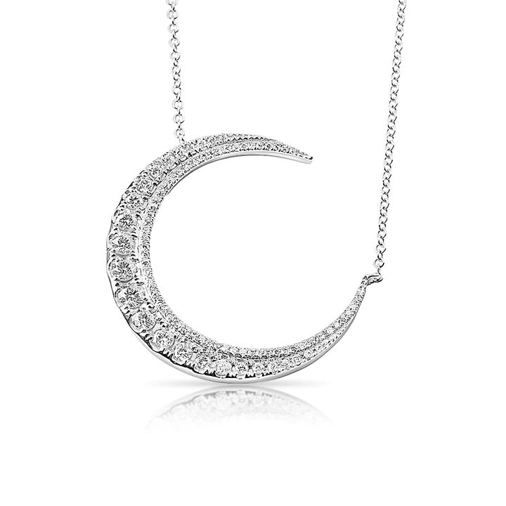 Crescent Moon Diamond Necklace