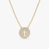 Cross Cutout Diamond Disc Necklace