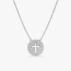 Cross Cutout Diamond Disc Necklace - Image 2