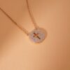 Cross Cutout Diamond Disc Necklace - Image 4