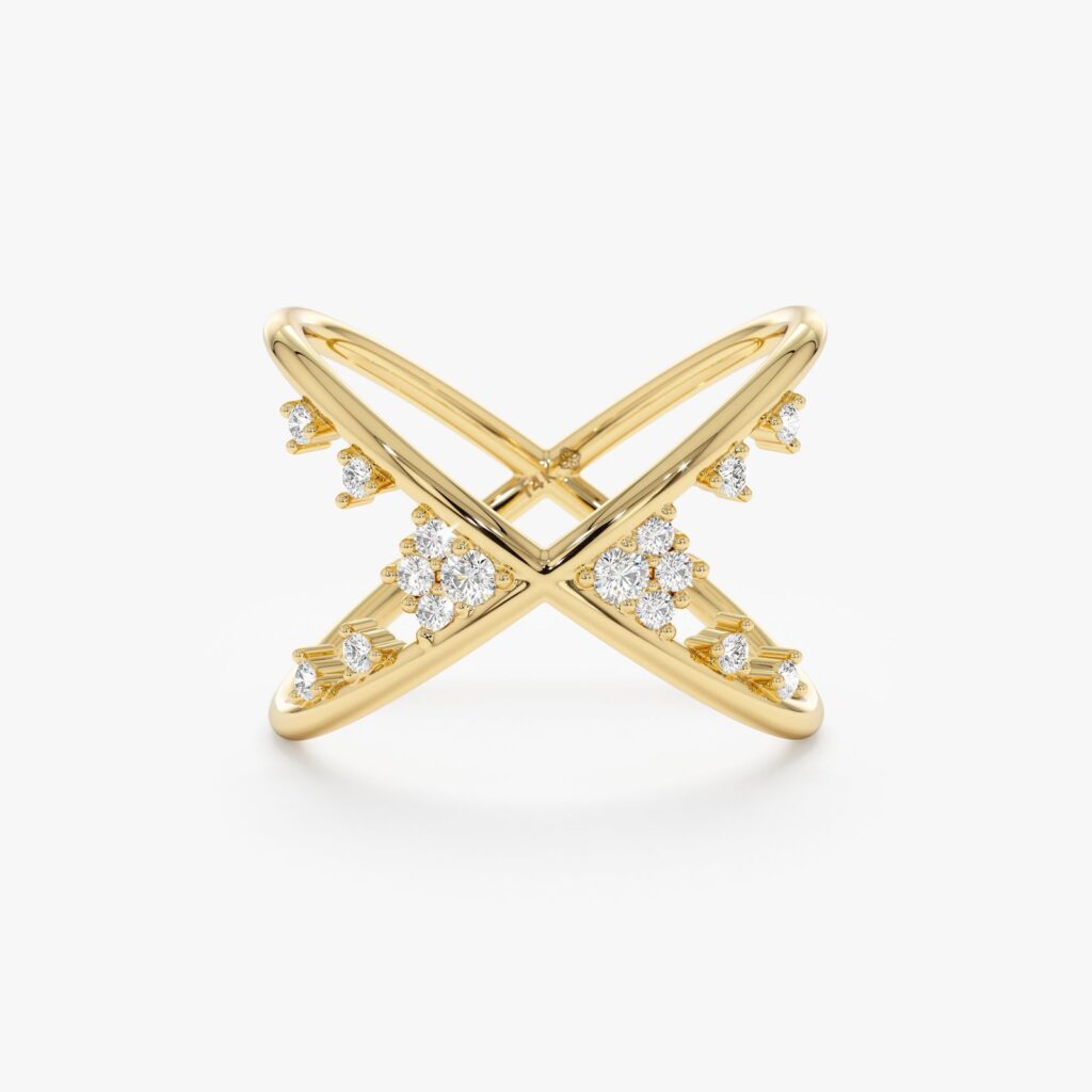 Crossover Diamond Cluster Ring